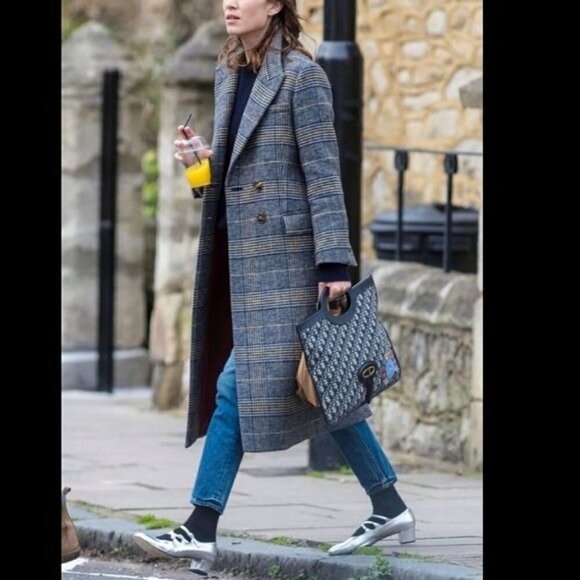 AlexaChung Gray Plaid Double Breasted Felted Coat Alexa Chung Size US 4 - 6 - Picture 3 of 10